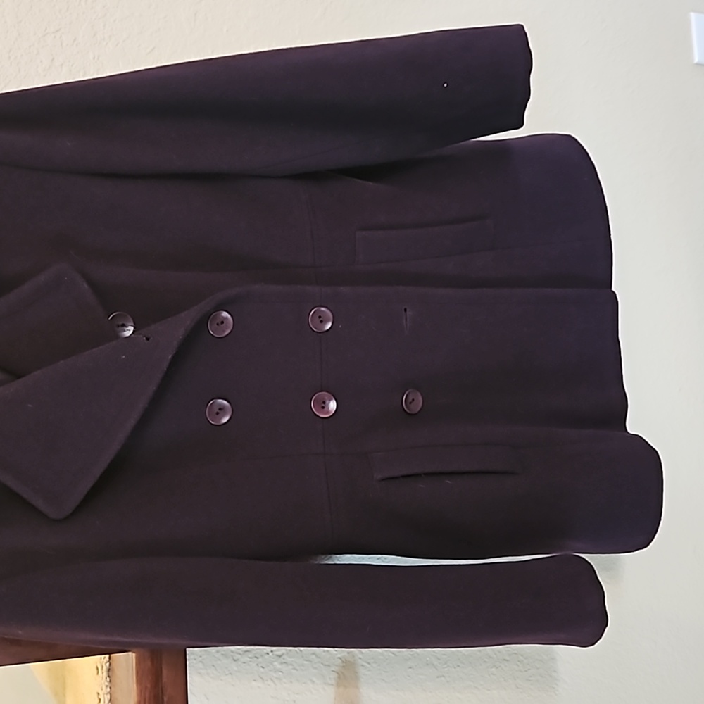 Plum 100% wool peacoat style jacket